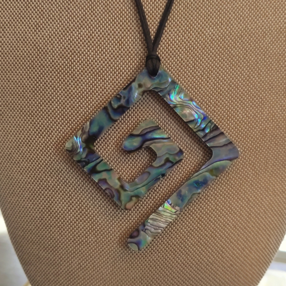 Geometric abalone necklace